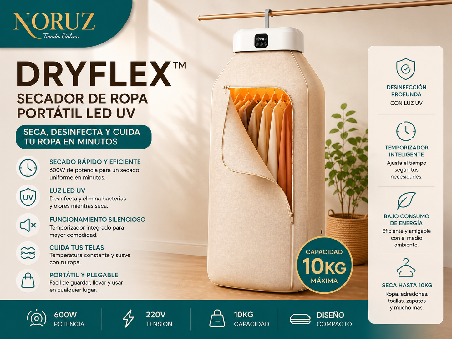 DryFlex™ | Secador de ropa Portátil UV 10KG ☀️👕